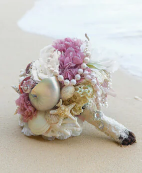 Het mooiste bruidsboeket voor het strand