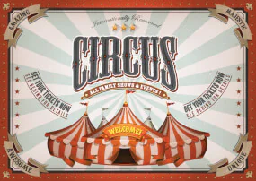 Circusbruiloft met een rood gestreepte partytent
