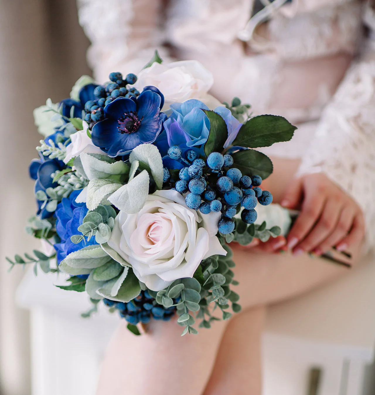 bruidsboeket kleur blauw